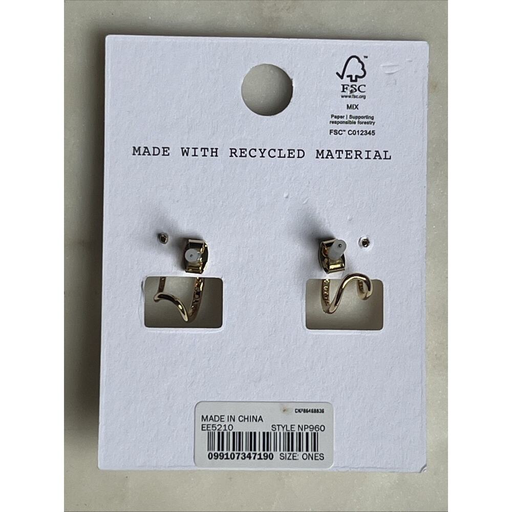 Madewell Demi Fine Pavé Double Hoop Earrings in Pale 14K Gold over Brass - Picture 4 of 5